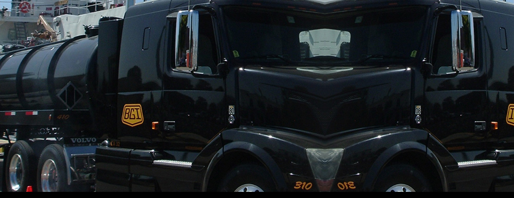 A Black Gold Industries Volvo tanker semi truck.